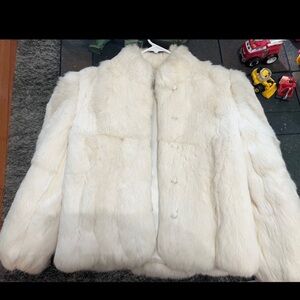 White rabbit fur jacket